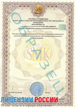 Образец сертификата соответствия (приложение) Великие Луки Сертификат ISO 13485